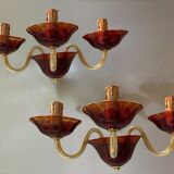 Vintage Italian Ruby Red Murano Glass Sconces from Made Murano Glass, Set of 2
