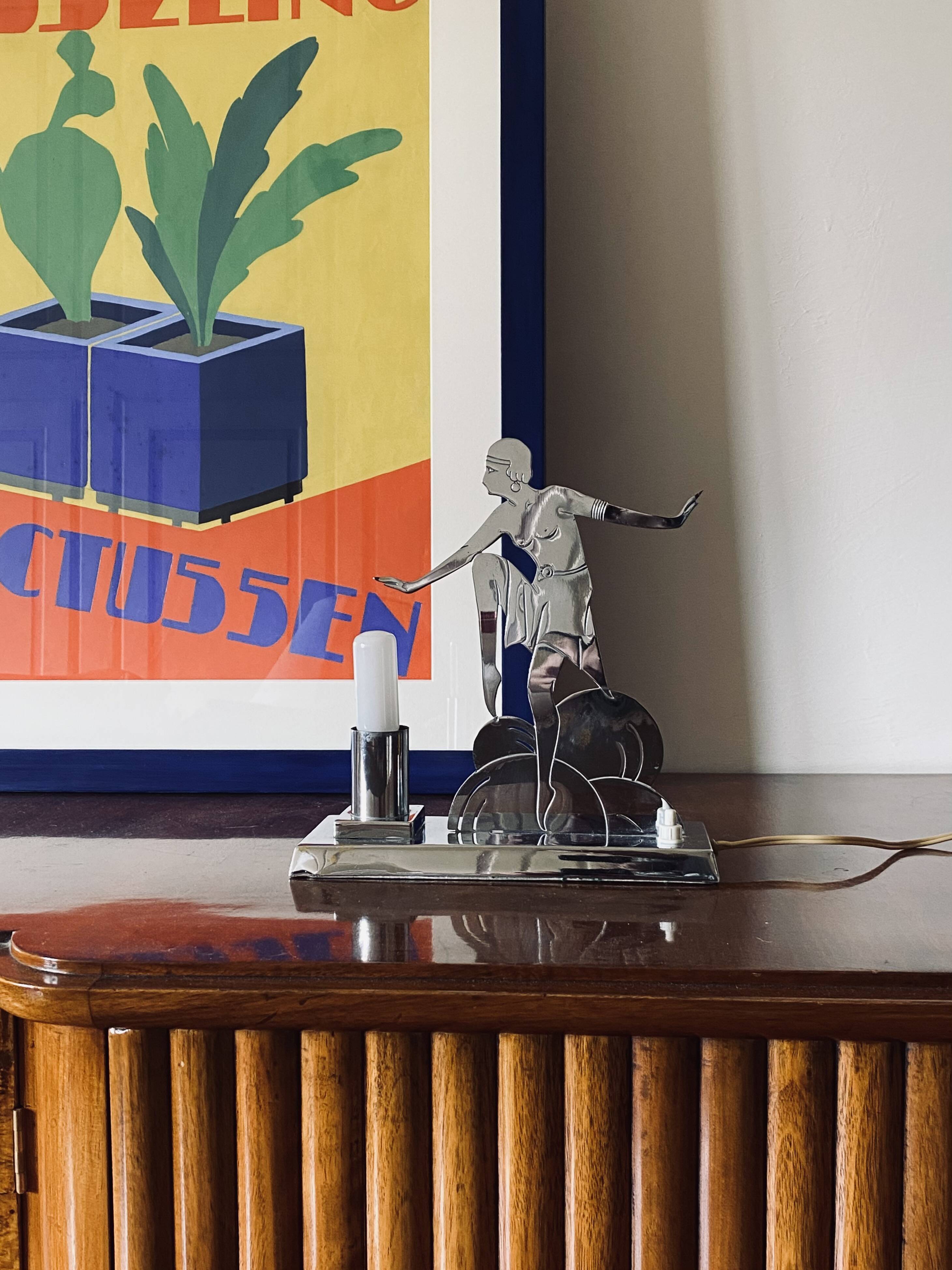 Art Déco Charleston Dancer cubist Table Lamp, LW Paris France, circa 1930