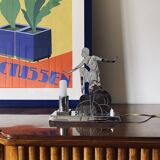 Art Déco Charleston Dancer cubist Table Lamp, LW Paris France, circa 1930