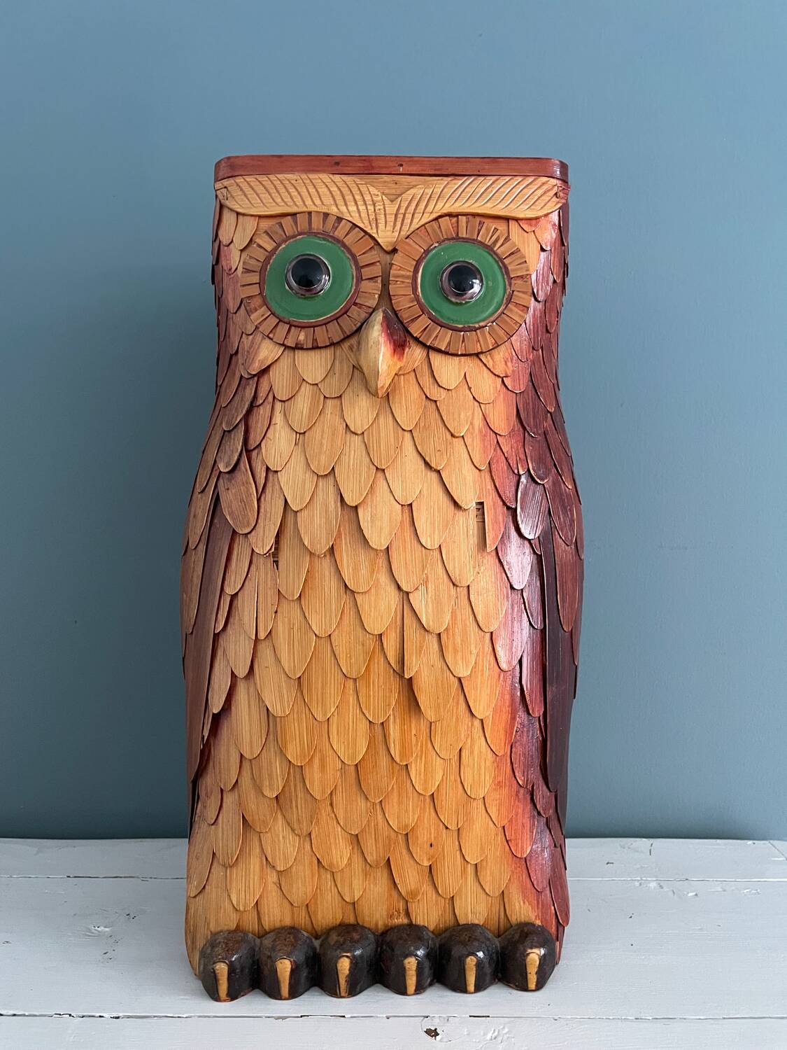 Vintage umbrella stand in the shape of an owl