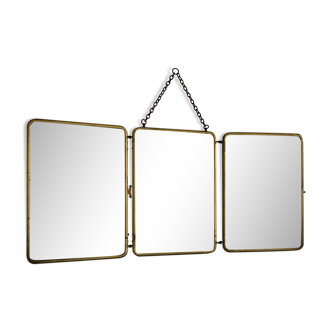 Mirror triptych vintage barber 1920 - 21 x 48 cm