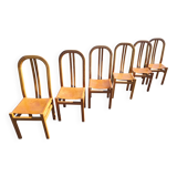 Set of 6 chairs, oak and leather