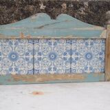 Shelf, sky blue patinated toilet console