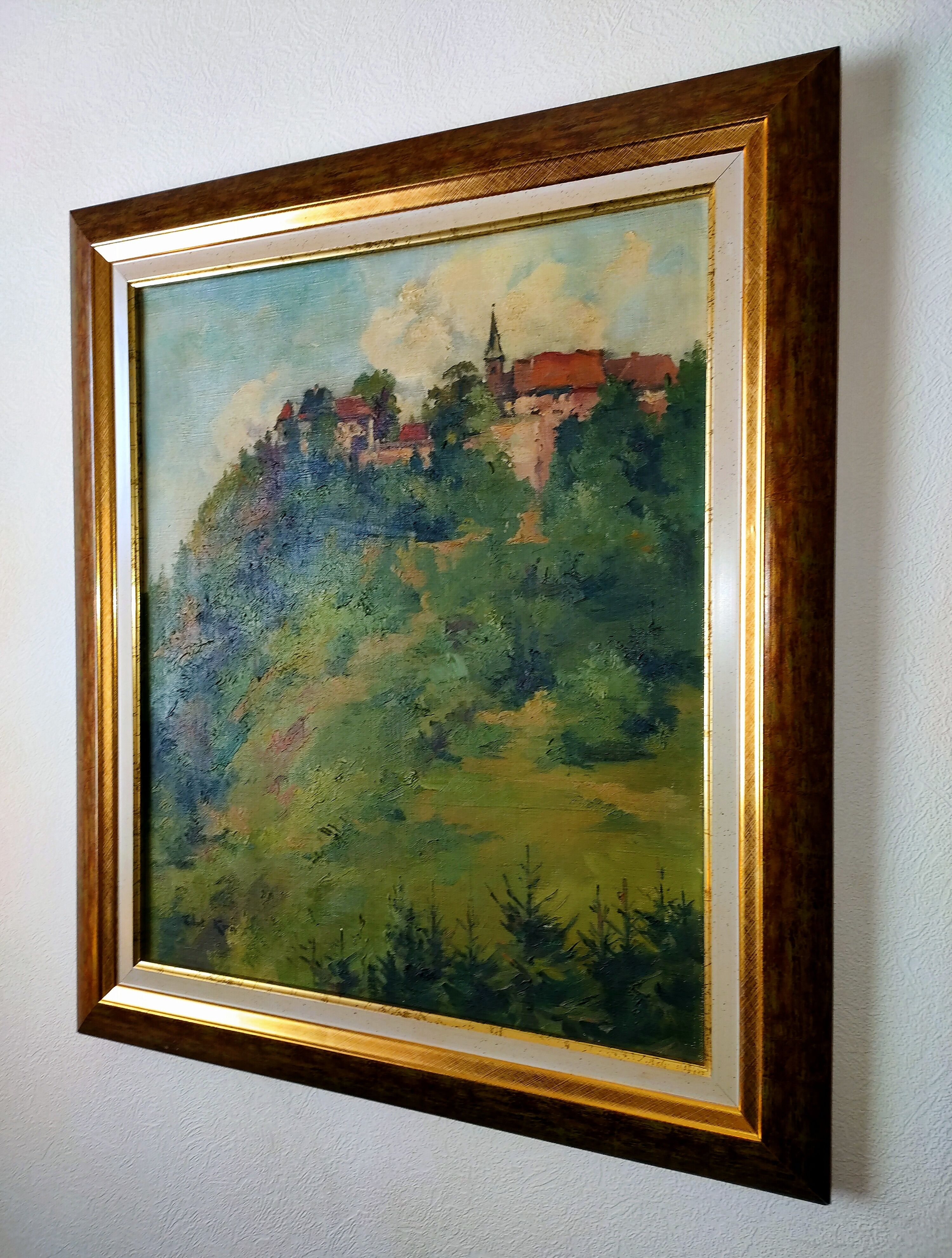 Painting by Robert KUVEN – Oil on canvas [ HST ] – Landscape HEILIGENBERG in ALSACE