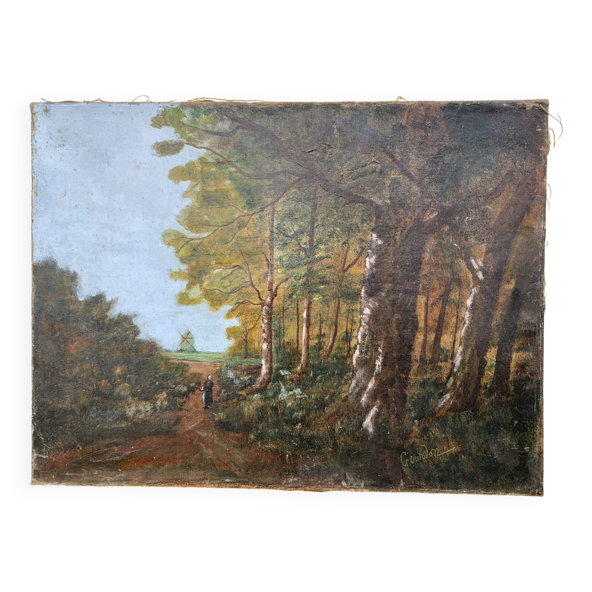 Oil painting on canvas Forest landscape 61 x 47