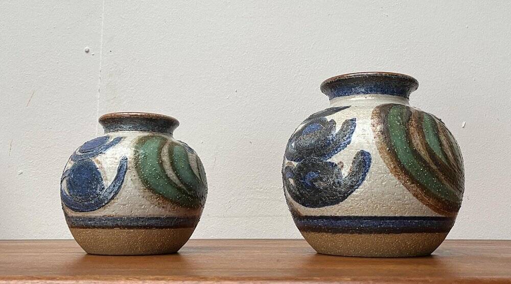 Cactus series round vases in ceramic from the mid-century modern Danish studio Søholm, 1960s, set of 2.