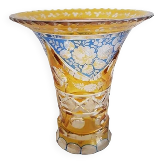 Vase en cristal polychrome période Art-Déco