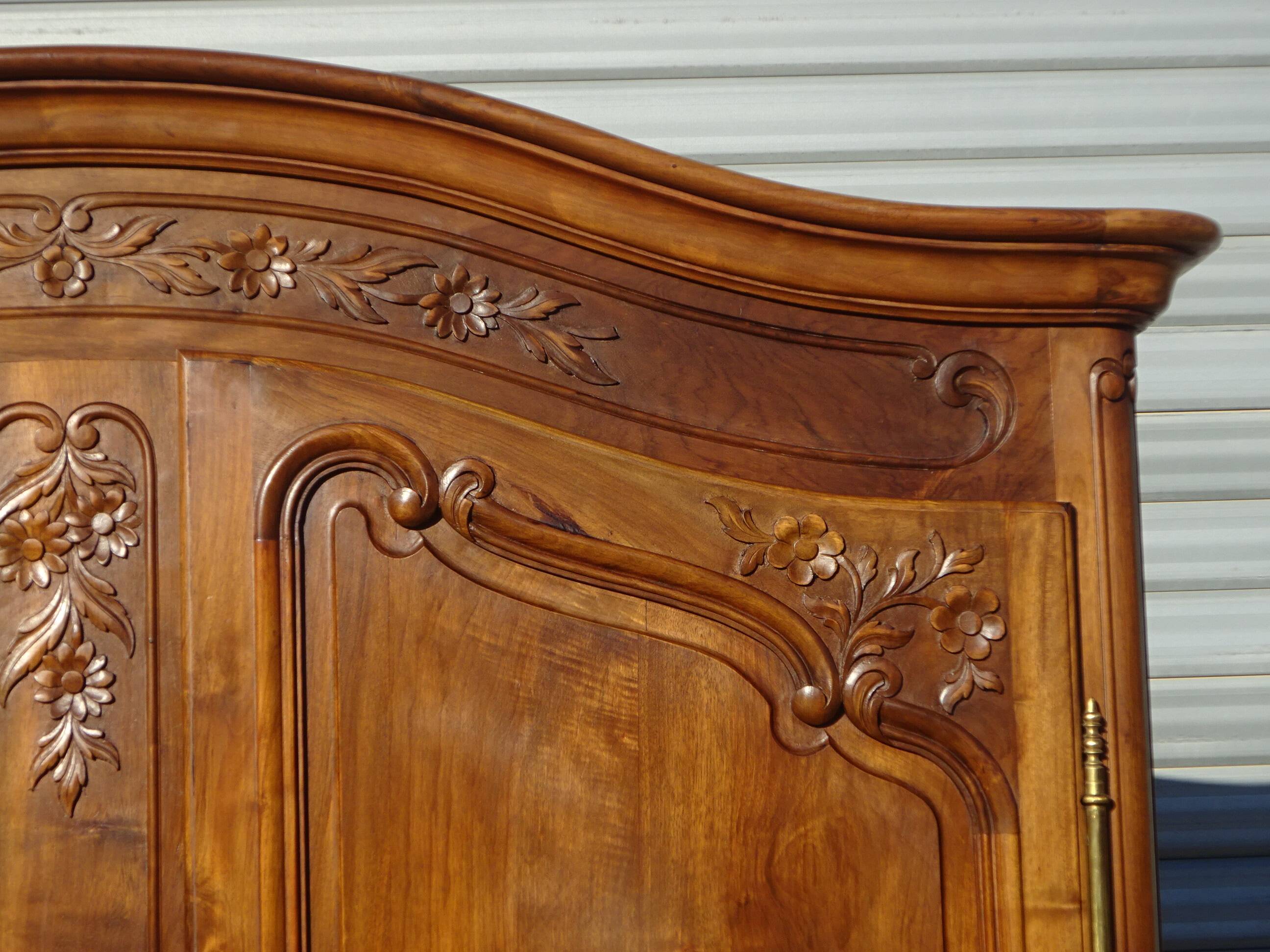 solid walnut wardrobe in Louis XV style
