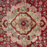 Red cream floral design runner rug long handmade oriental wool carpet 130x273cm