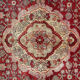Red cream floral design runner rug long handmade oriental wool carpet 130x273cm