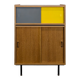 Modernist sideboard with glass doors in grey and yellow oak veneer.