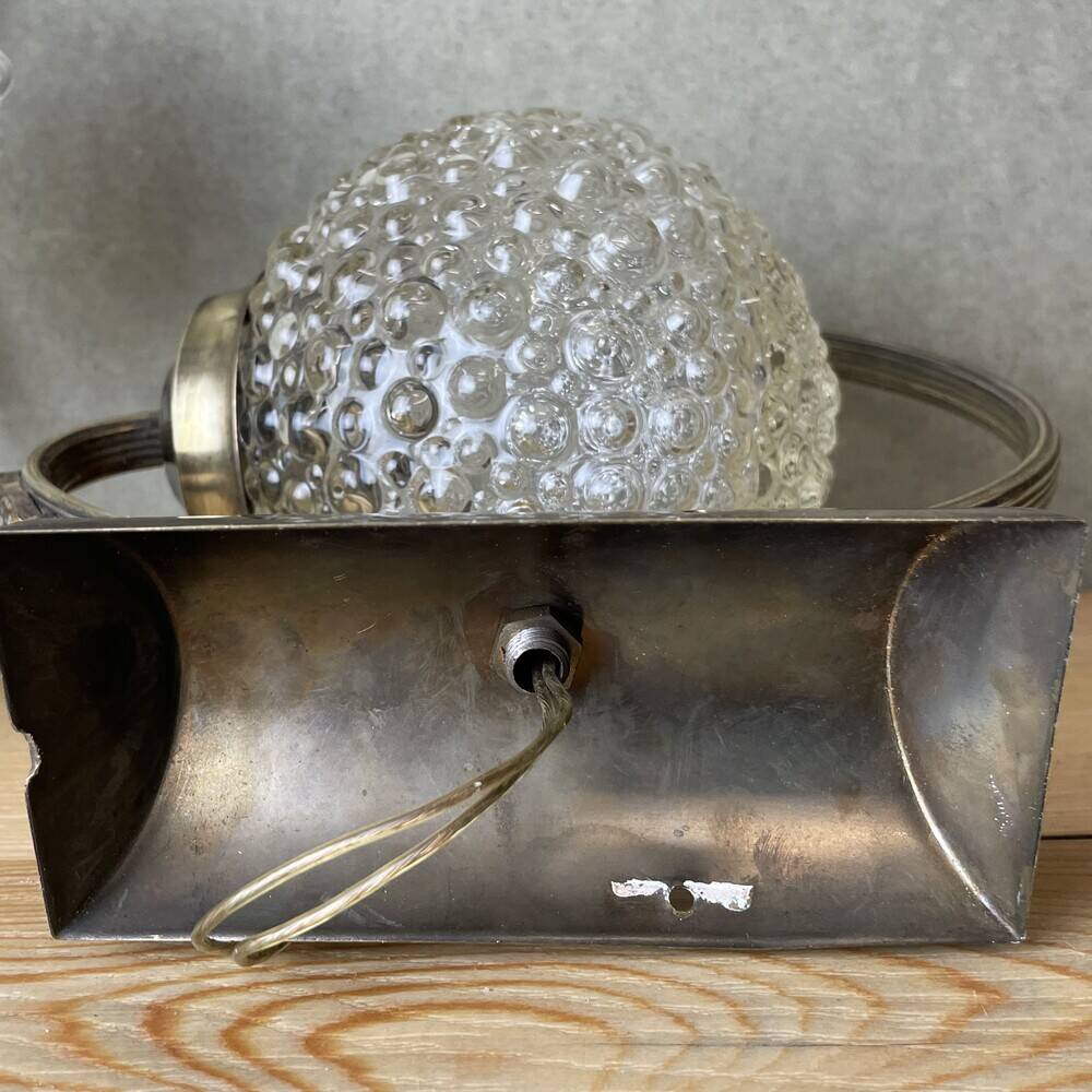 Pair of 1970s brass and glass wall sconces