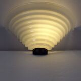 Wavy glass wall light sce 1980s vintage chunky art deco