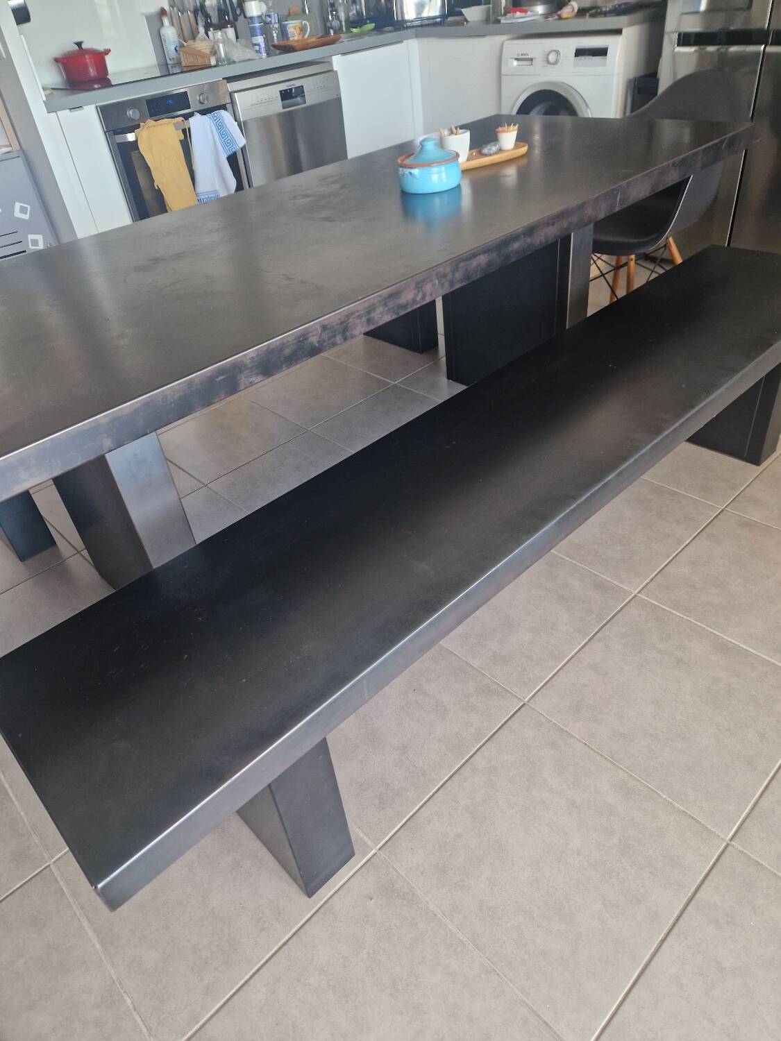 Table and bench Zeus signed by Massimiliano Fuksas.