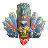 Traditional Peacock mask in polychrome wood from Sri Lanka, 20th century work
