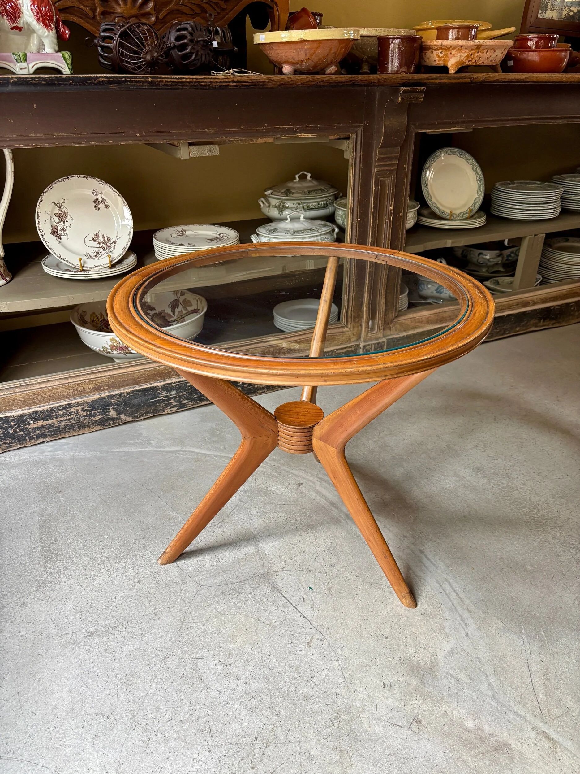 Table basse, d'appoint en bois et verre ⌀ 61 cm