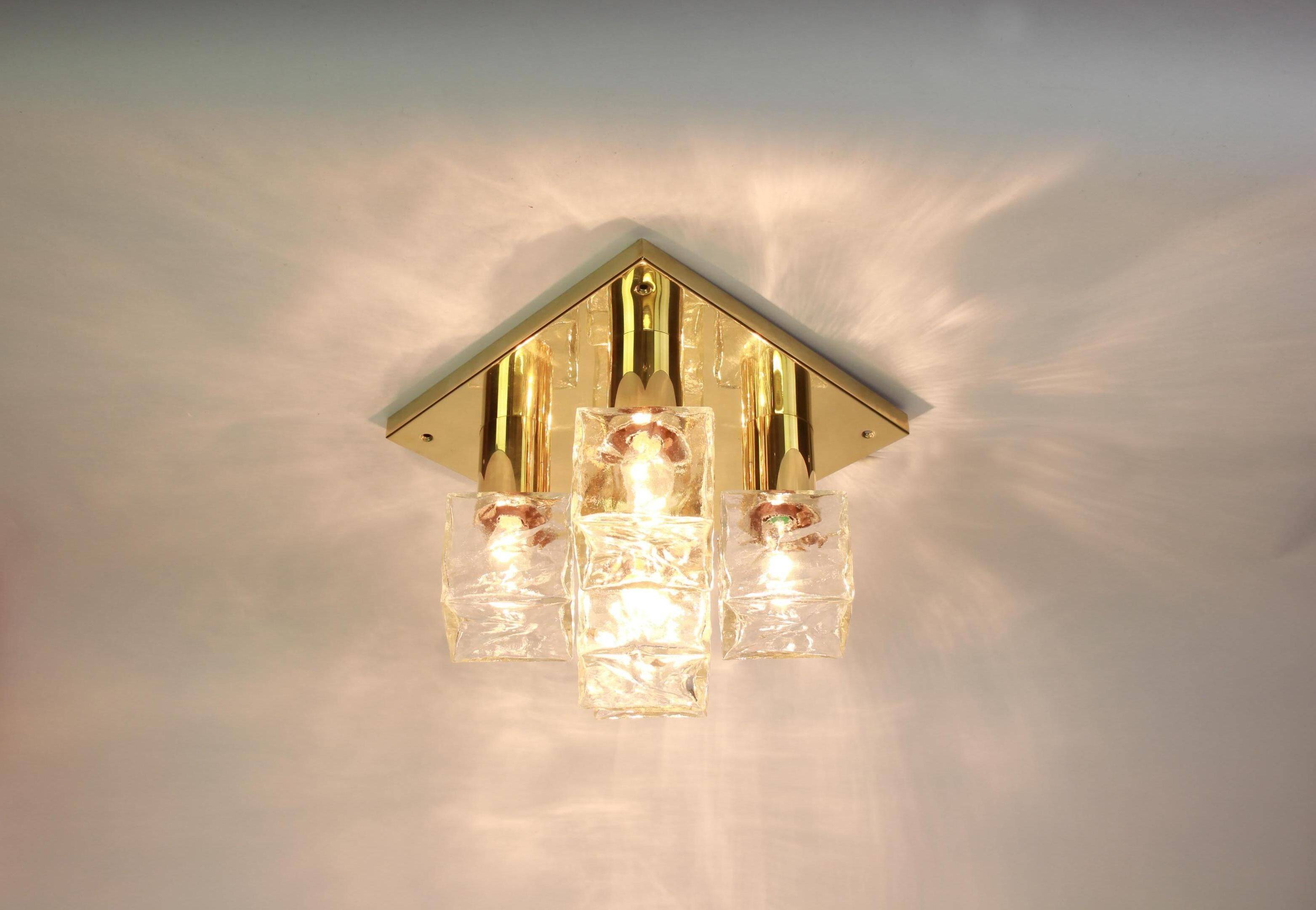 Large glass ice chandelier from Murano by Kalmar, Austria, 1960s.