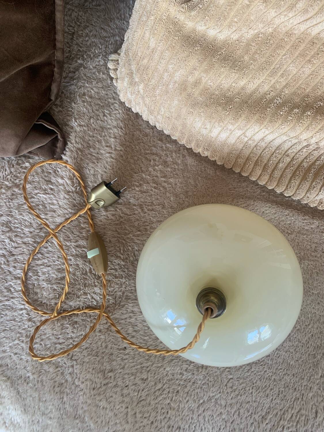 Vintage opaline globe pendant lamp / portable lamp