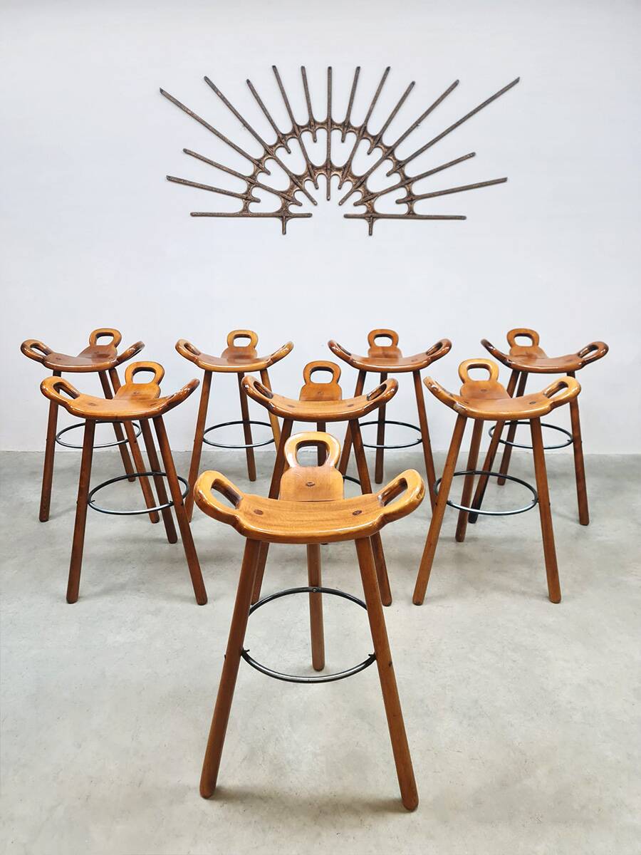 Vintage wooden Spanish barstools Marbella