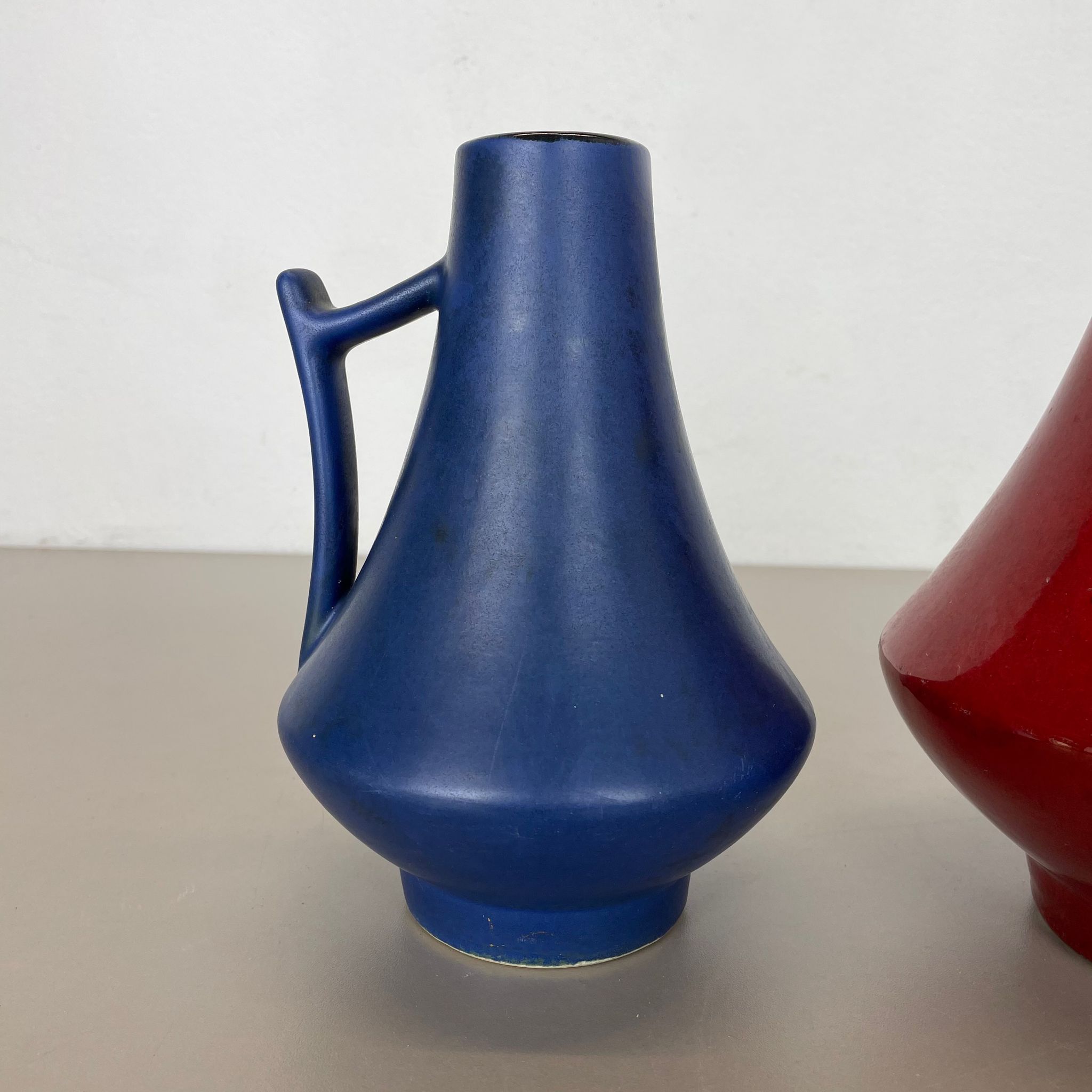 Set of two pottery fat lava vases "black-red" by Jopeko, Germany, 1970s modern