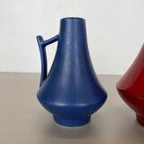 Set of two pottery fat lava vases "black-red" by Jopeko, Germany, 1970s modern