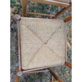 6 wooden kitchen chairs, straw-covered