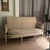 Antique Directoire style sofa in wood and fabric