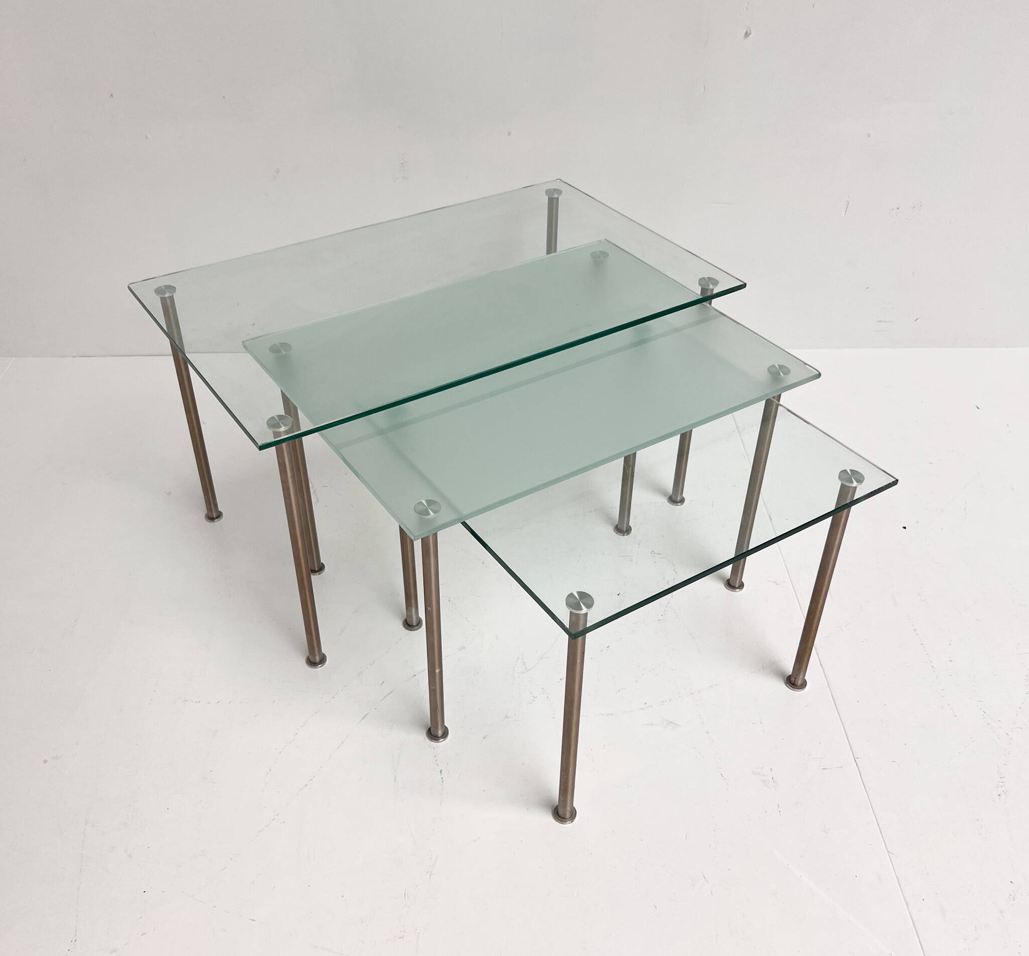 Three-piece glass nesting set from the 1970s