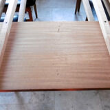 Table with two extensions and its 6 chairs scandinavian teak of the 1970s