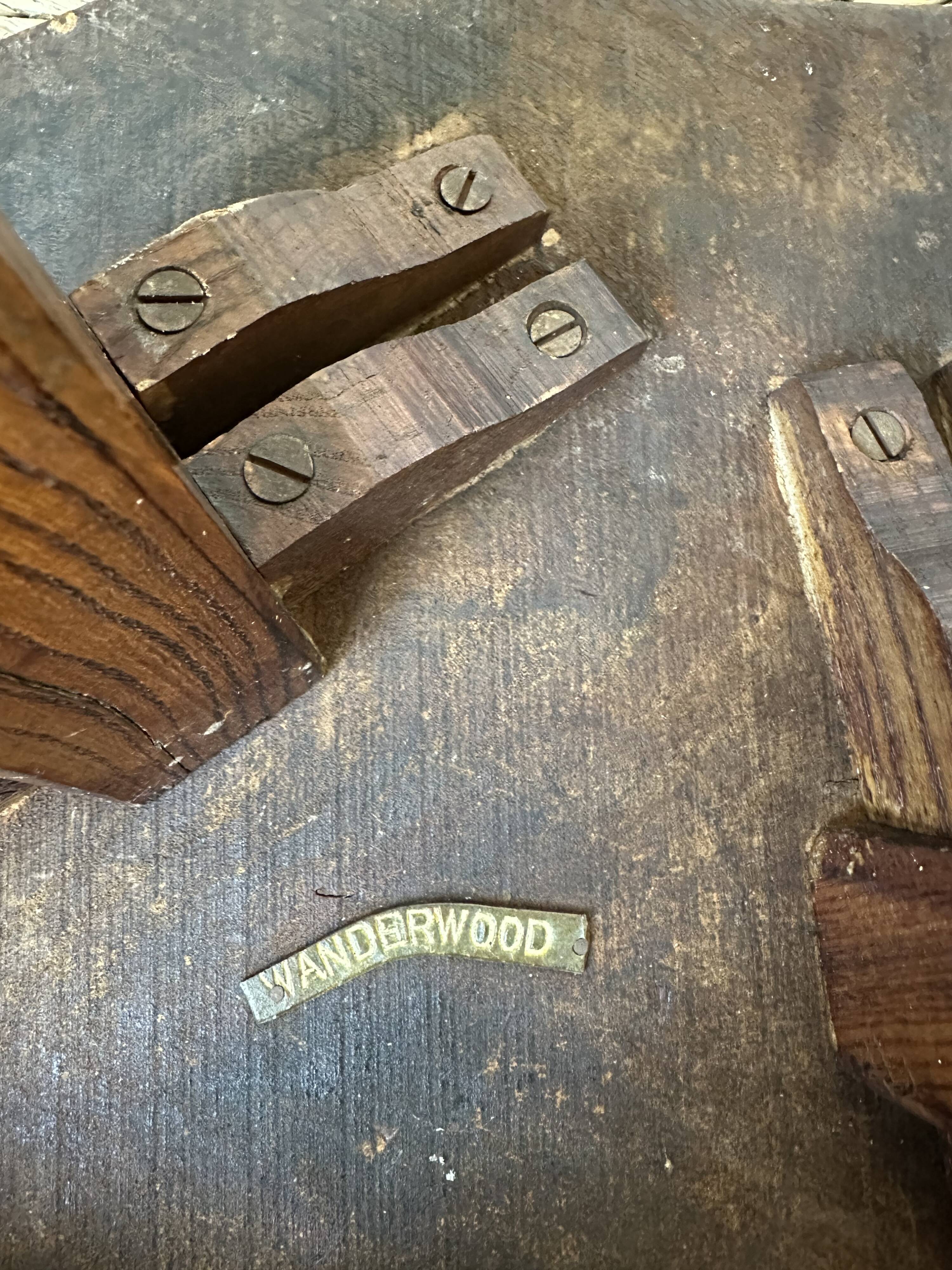 Midcentury brutalist rustic primitive side table by Wanderwood, England.