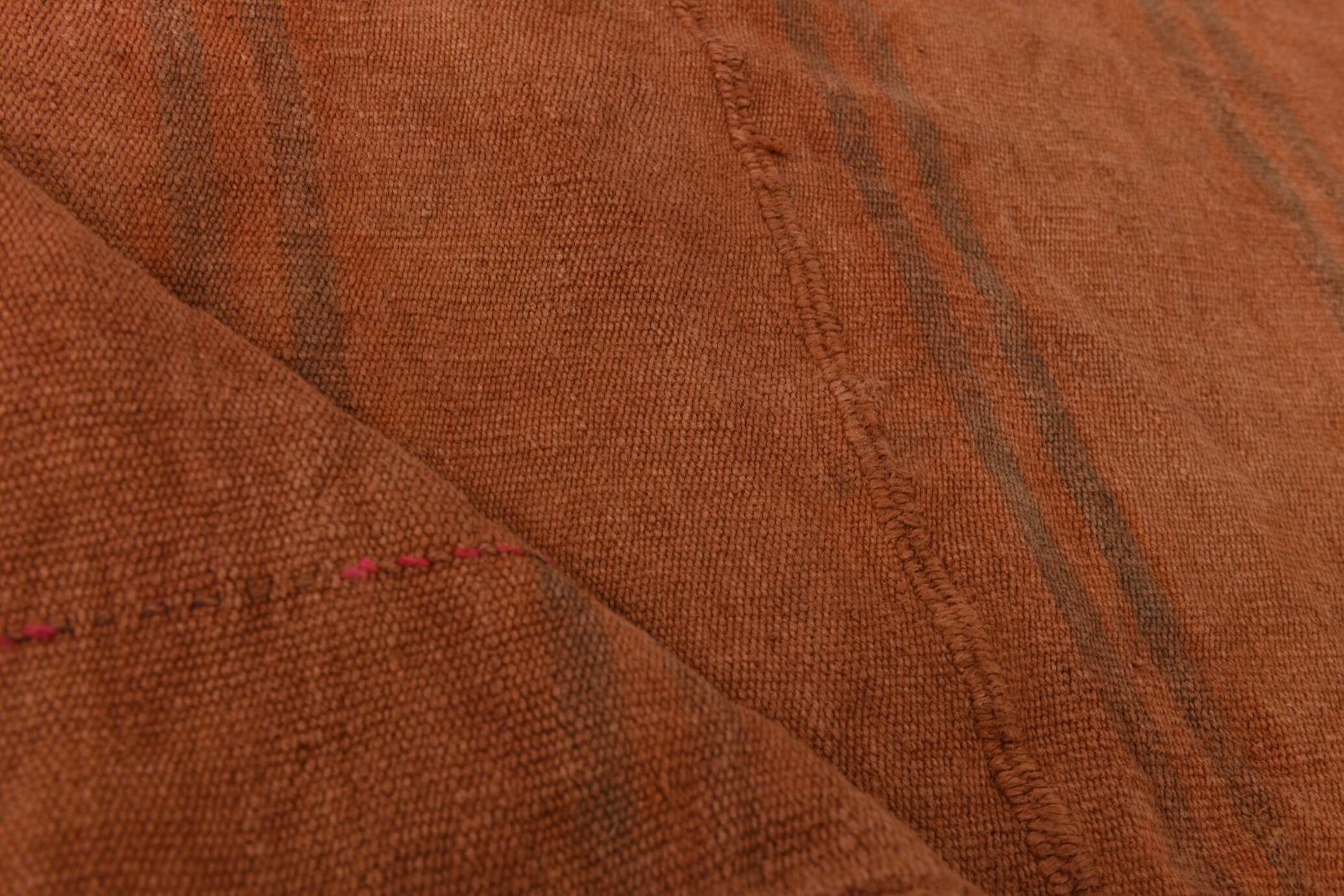 Terracotta Striped Modern Kilim Rug, 154x190Cm
