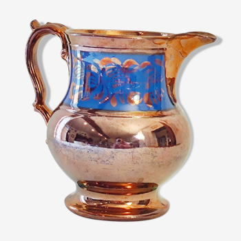 Copper and blue jersey ceramic pitcher