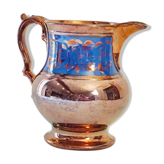 Copper and blue jersey ceramic pitcher