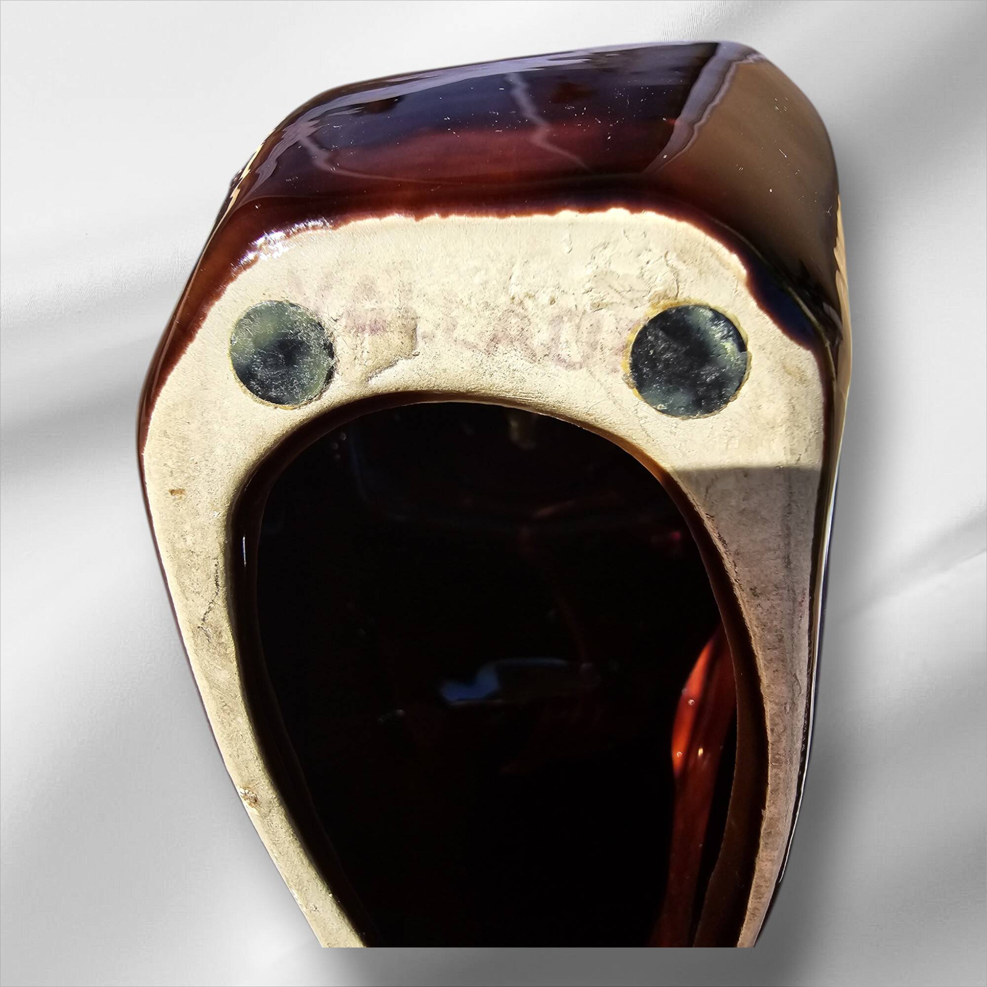 Vallauris majolica ashtray, pipe-shaped ashtray, 1950s