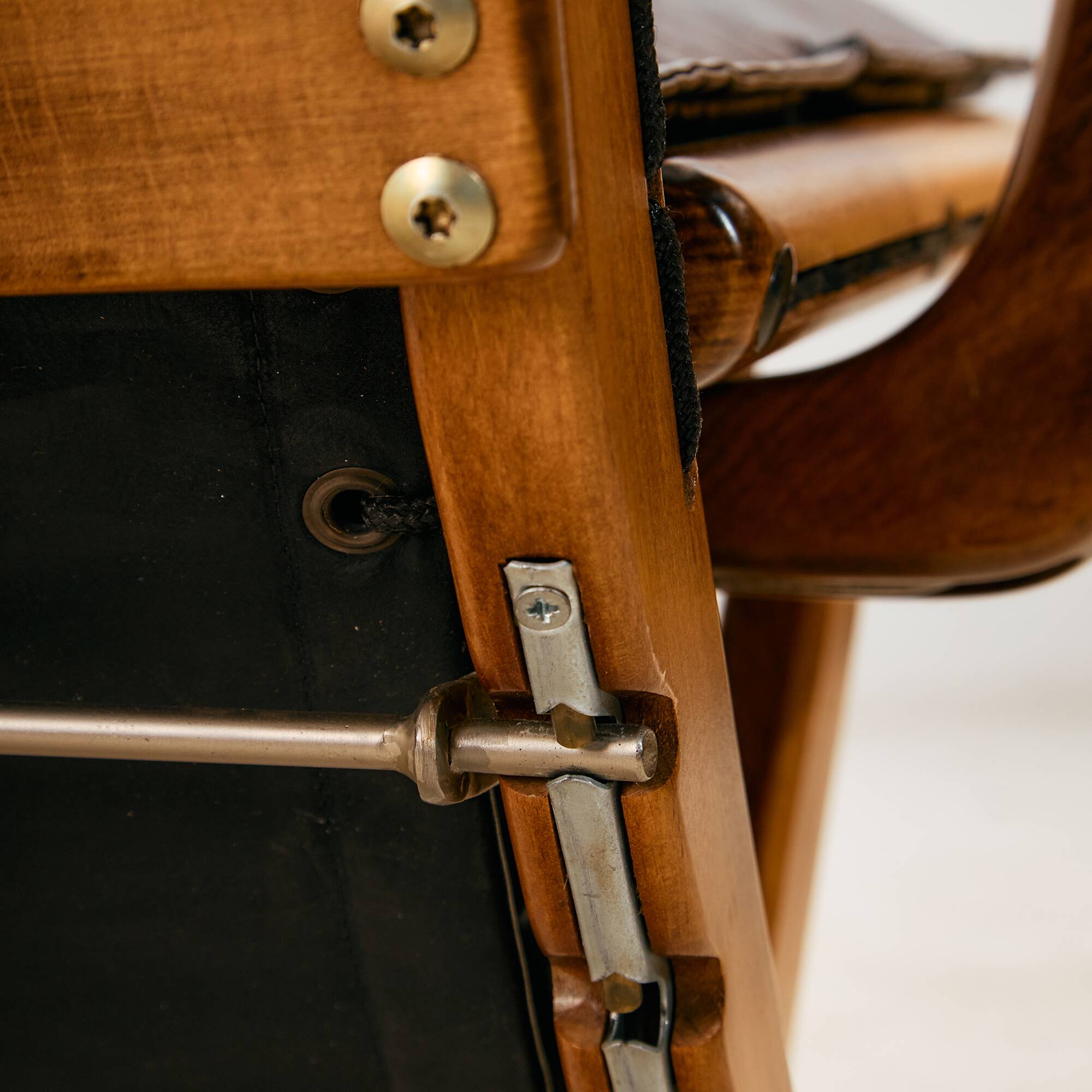 Beech armchair with leather upholstery