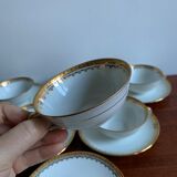 6 cups and golden porcelain saucers