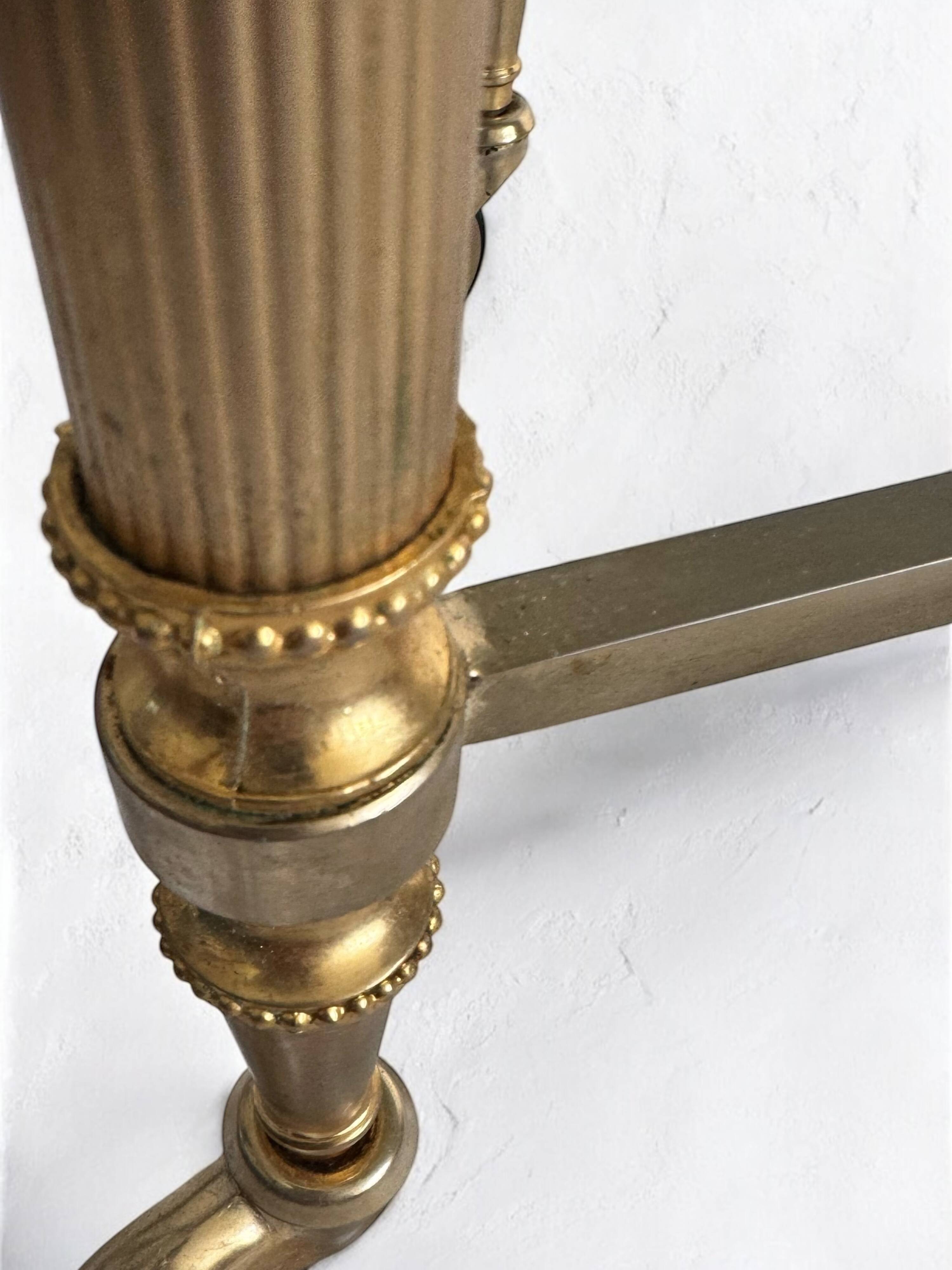Brass and smoked glass coffee table, neoclassical design.