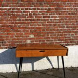 Vintage wooden console/desk with tapered legs.