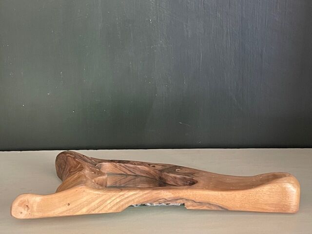 Brutalist mirror made of olive wood