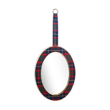 Vintage brass mirror in Scottish fabric