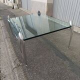 Vintage coffee table glass slab and chrome