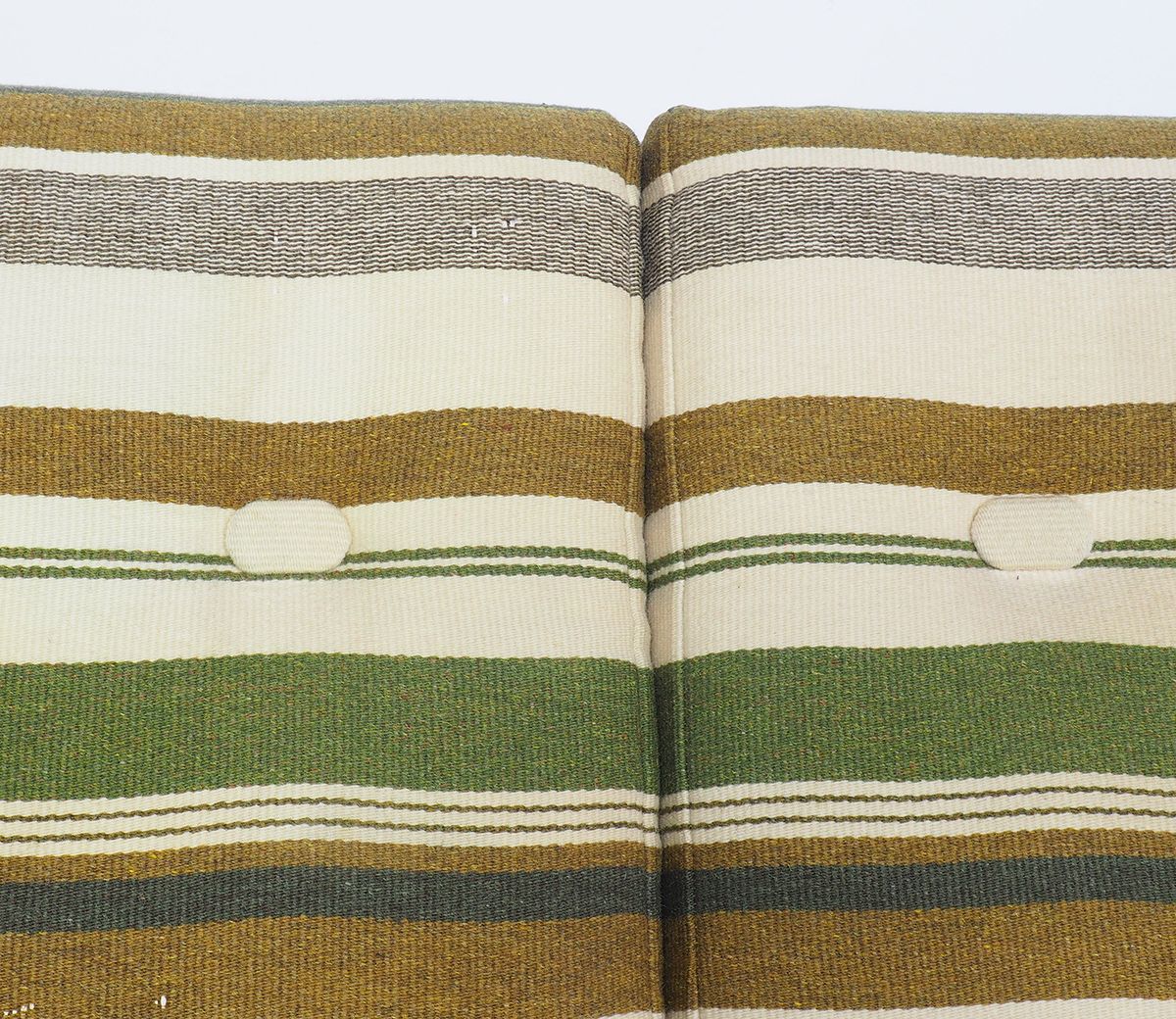 Danish design teak sofa with green striped cushions, 1960's