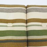 Danish design teak sofa with green striped cushions, 1960's