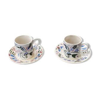 2 cups with art deco saucer at Galeries Lafayette Paris Faïencerie de Lunéville