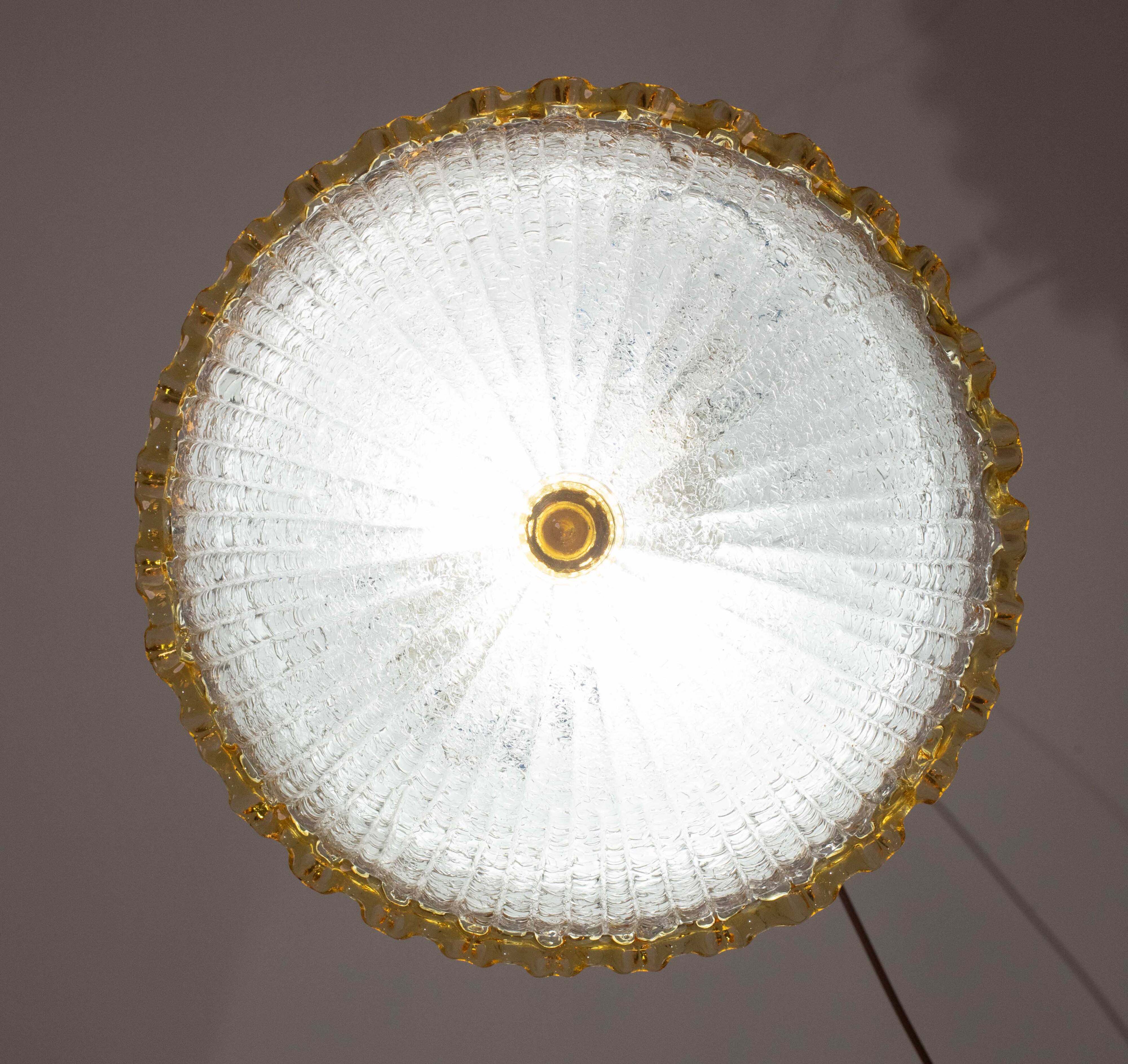 Set of 2 Italian Yellow Large Size Murano Glass Ceiling Fixture, Murano, 19