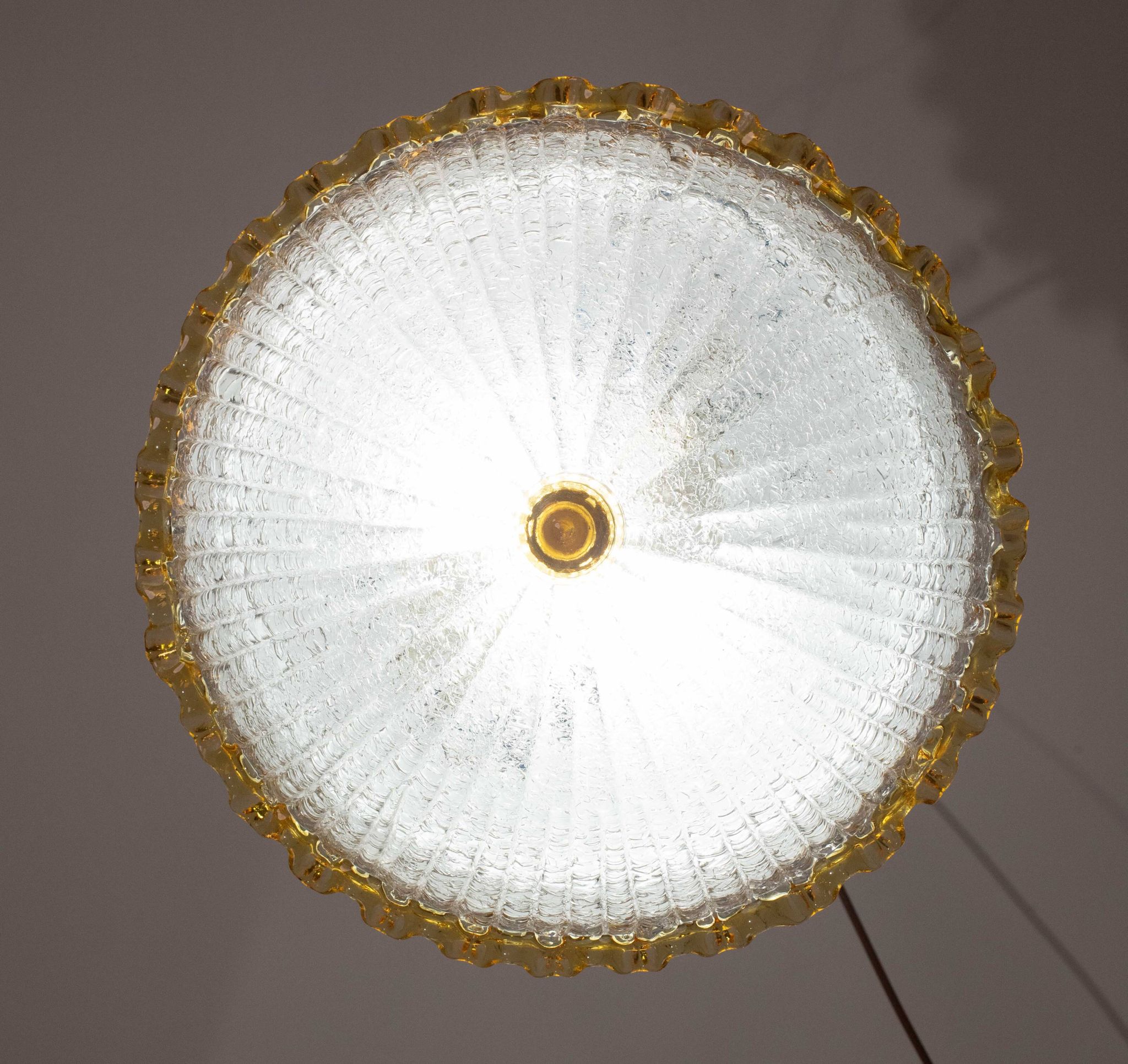 Set of 2 Italian Yellow Large Size Murano Glass Ceiling Fixture, Murano, 19
