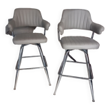 Set of 2 vintage design rotating stools