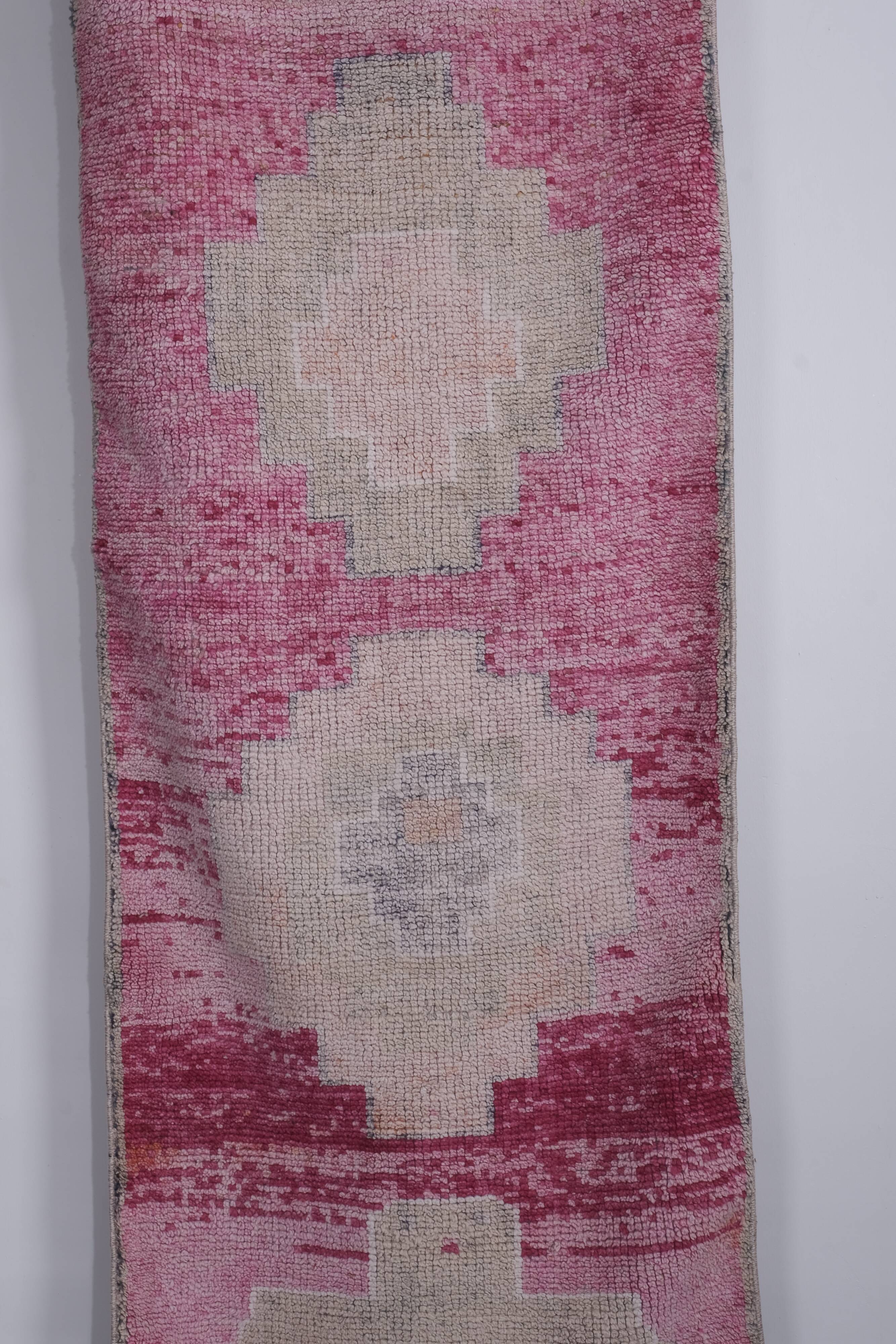 Vintage Turkish rug from Oushak, hand-woven 91x300 cm