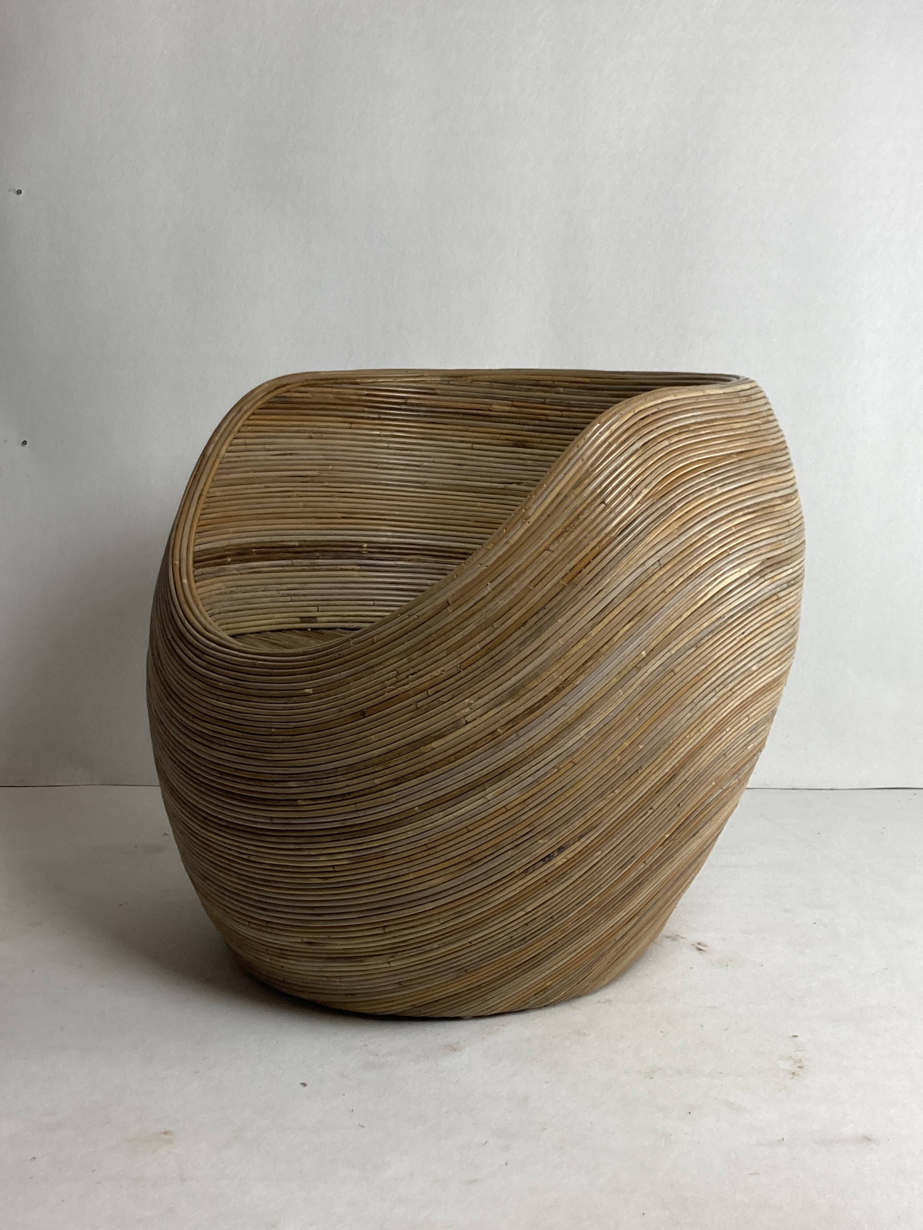 Pencil reed rattan bamboo egg pod chair