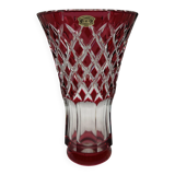 Val Saint-Lambert cut and red-lined crystal vase